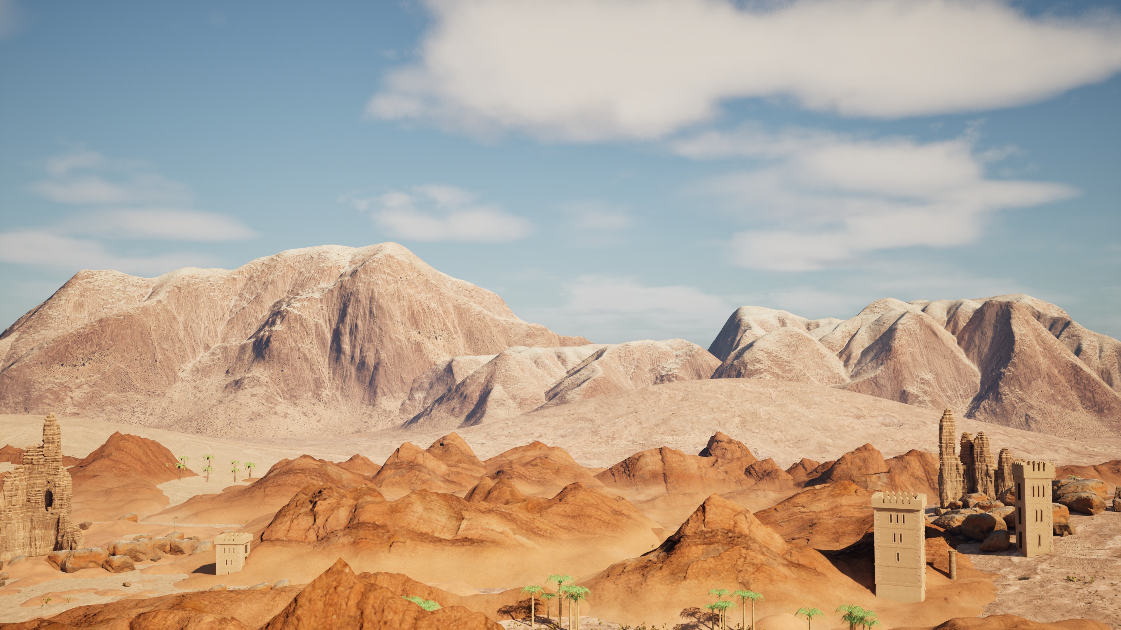 A battlefield beneath the mountains, captured in the development build of Nomad Conquest